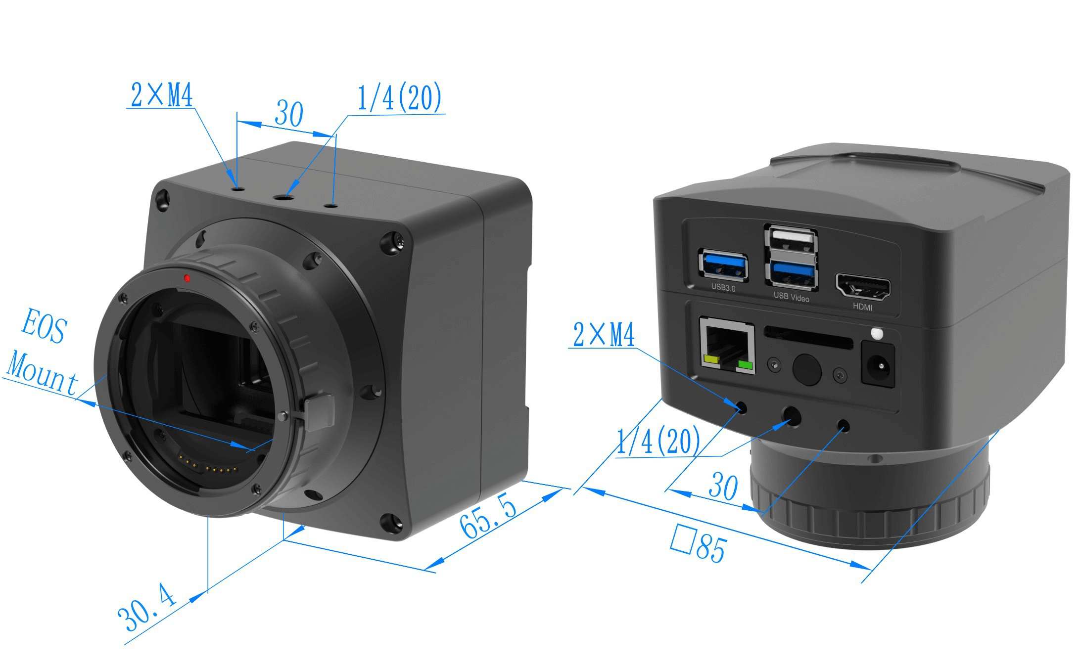 Dimension of X7FCAM4K16MPA_EFL camera